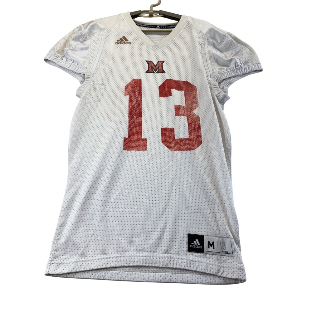 Adidas Football Jersey Mens M White Miami RedHawks 13 Vintage Mesh Sportswear